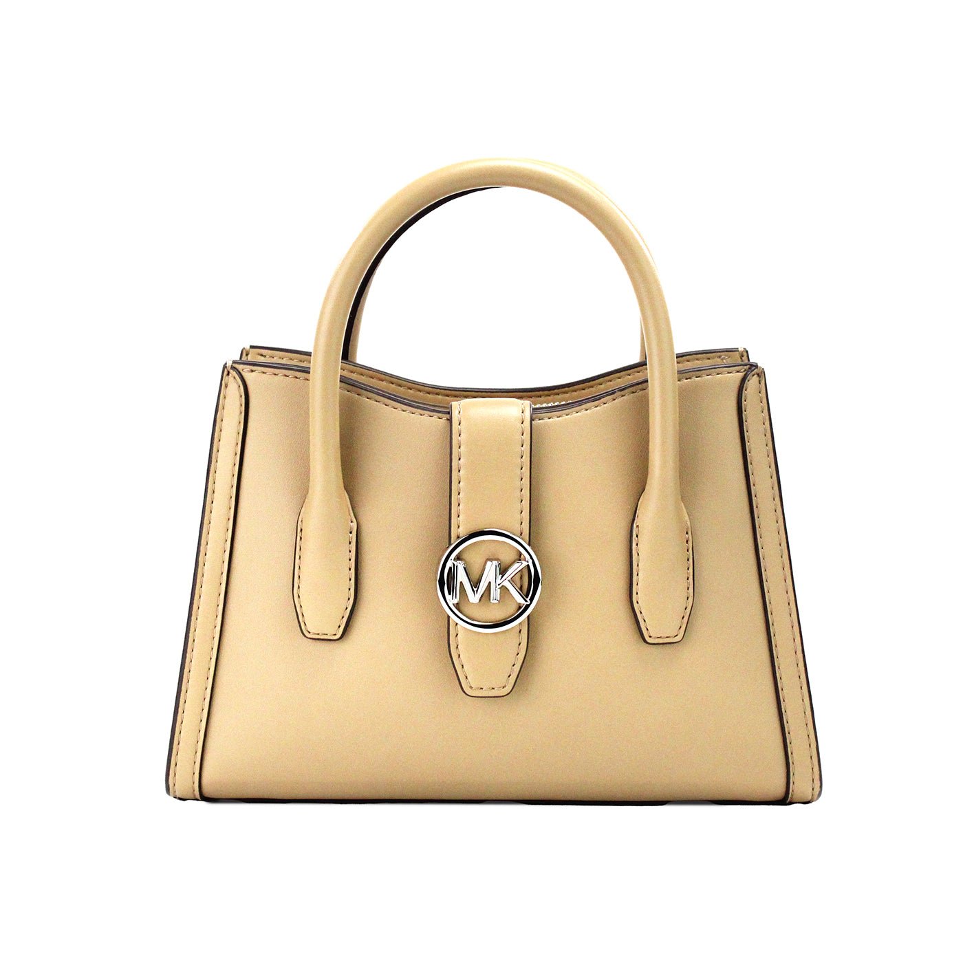 Michael Kors Gabby Small Camel Faux Leather Top Zip Satchel Crossbody Bag | Fashionsarah.com