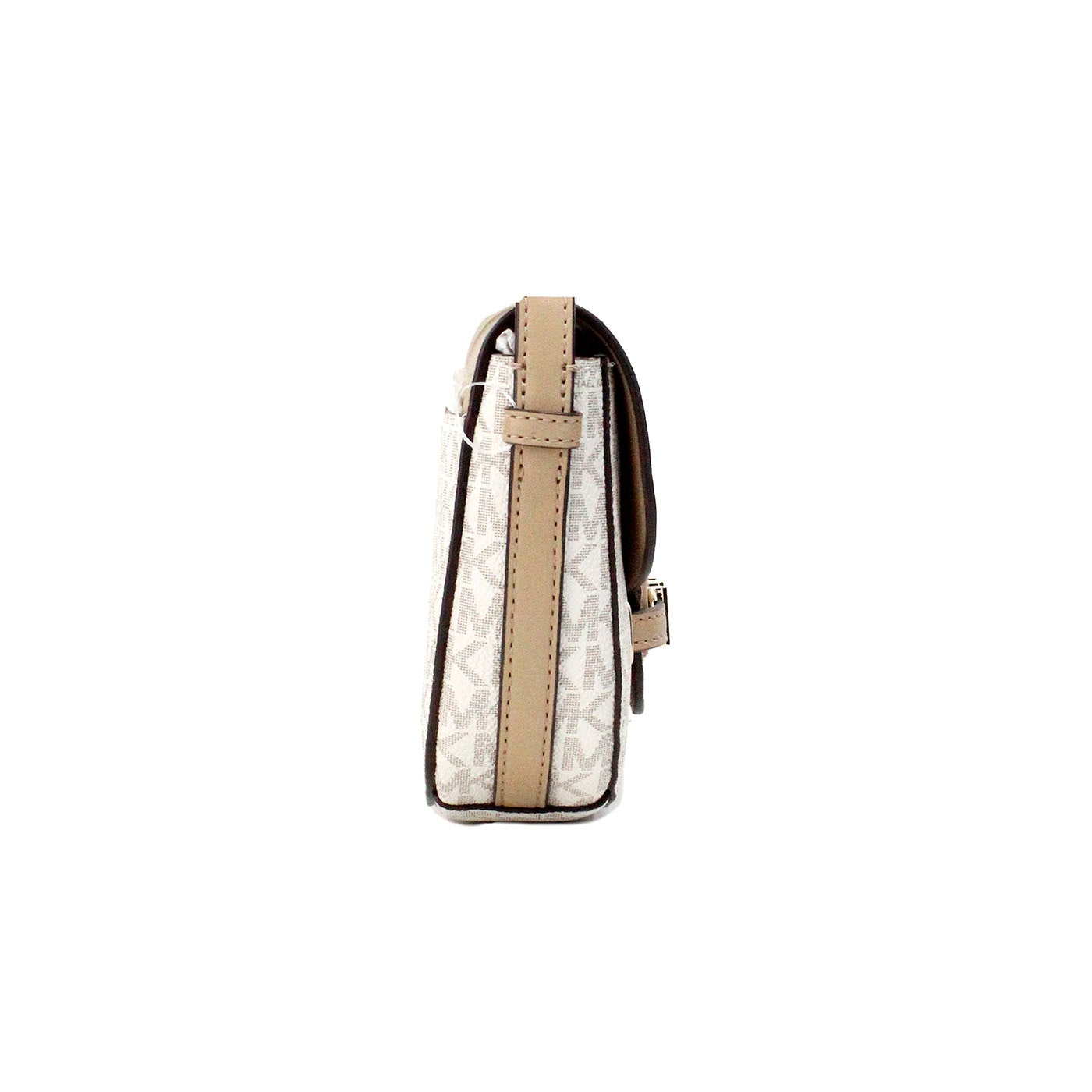 Michael Kors Reed Small Camel Signature PVC Flap Saddle Crossbody Bag | Fashionsarah.com