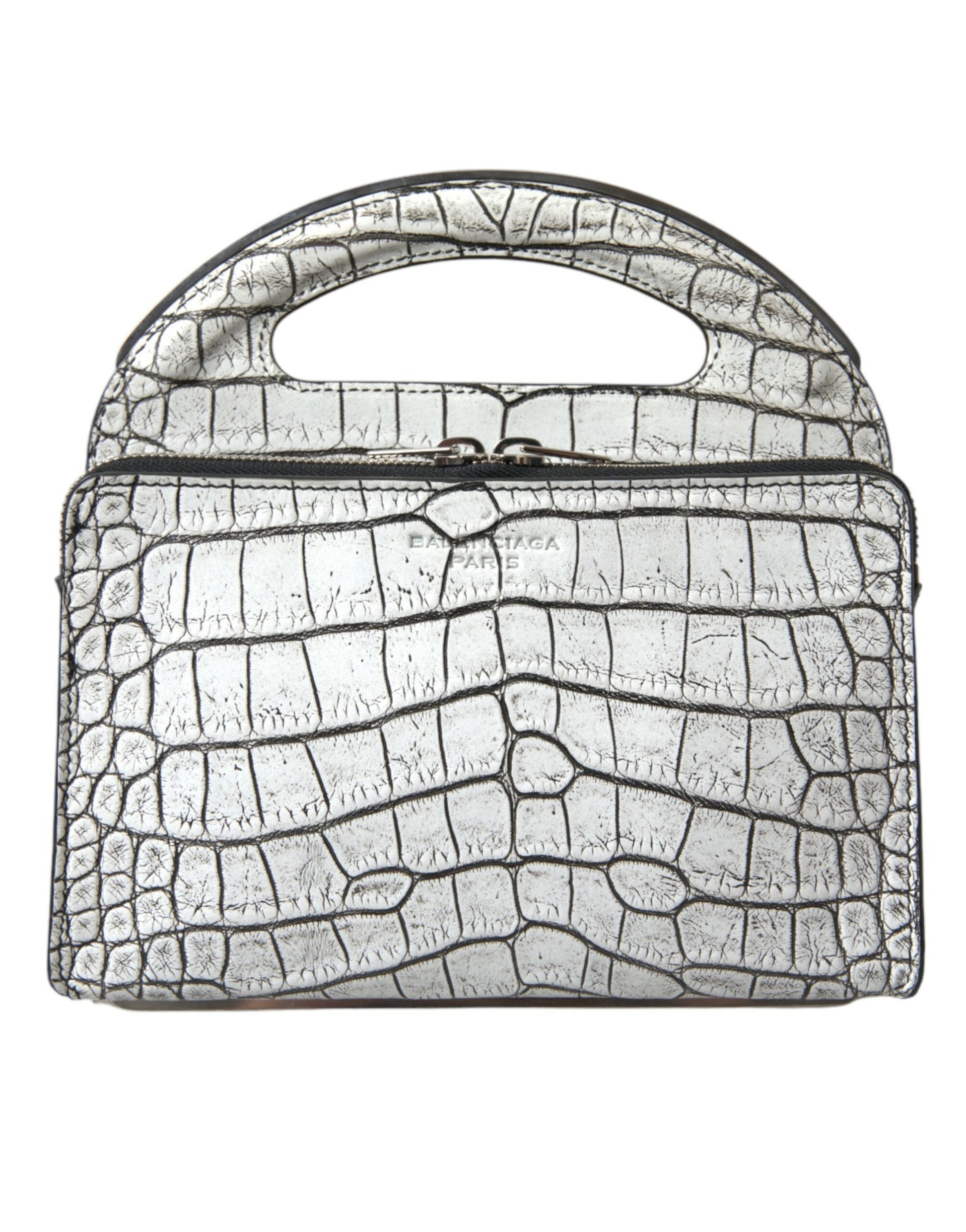 Balenciaga Metallic Silver Alligator Leather Mini Bag | Fashionsarah.com