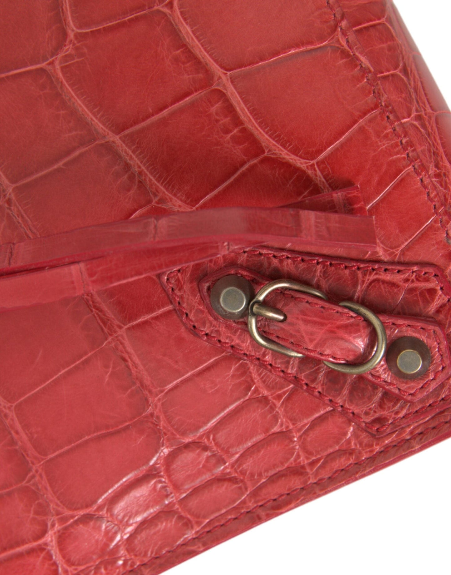 Balenciaga Exotic Red Alligator Leather Clutch | Fashionsarah.com