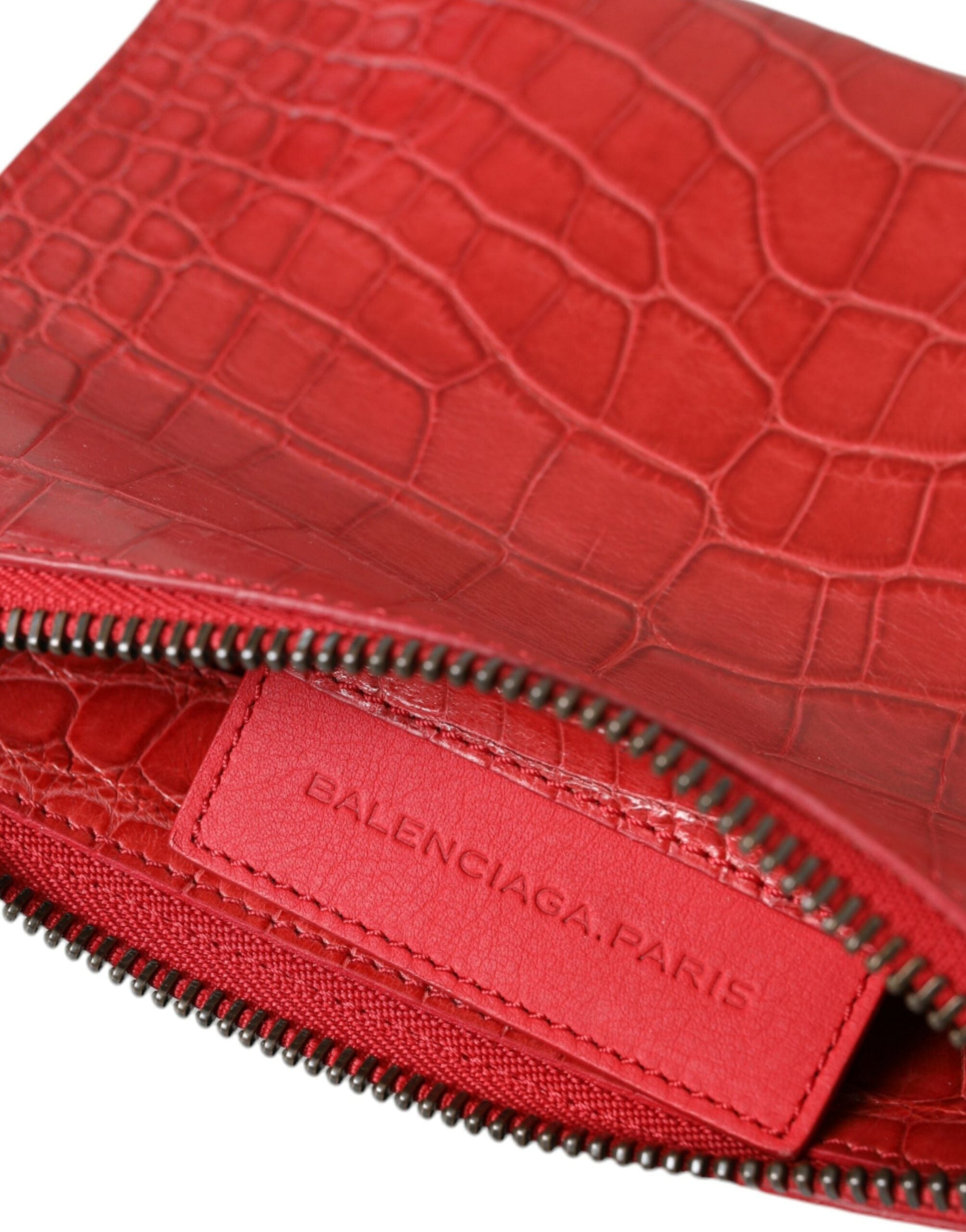 Balenciaga Exotic Red Alligator Leather Clutch | Fashionsarah.com