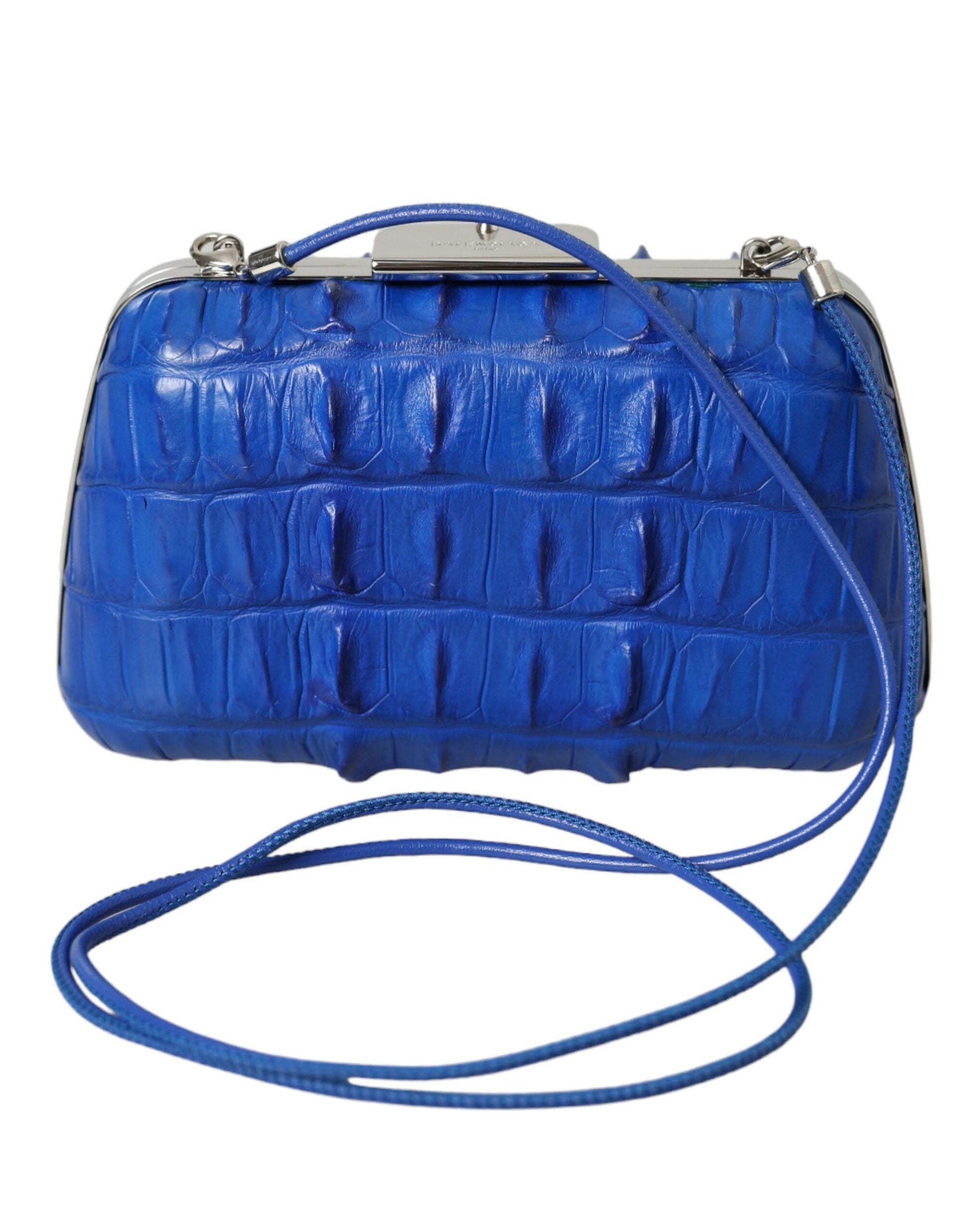 Balenciaga Electric Blue Crocodile Skin Clutch | Fashionsarah.com