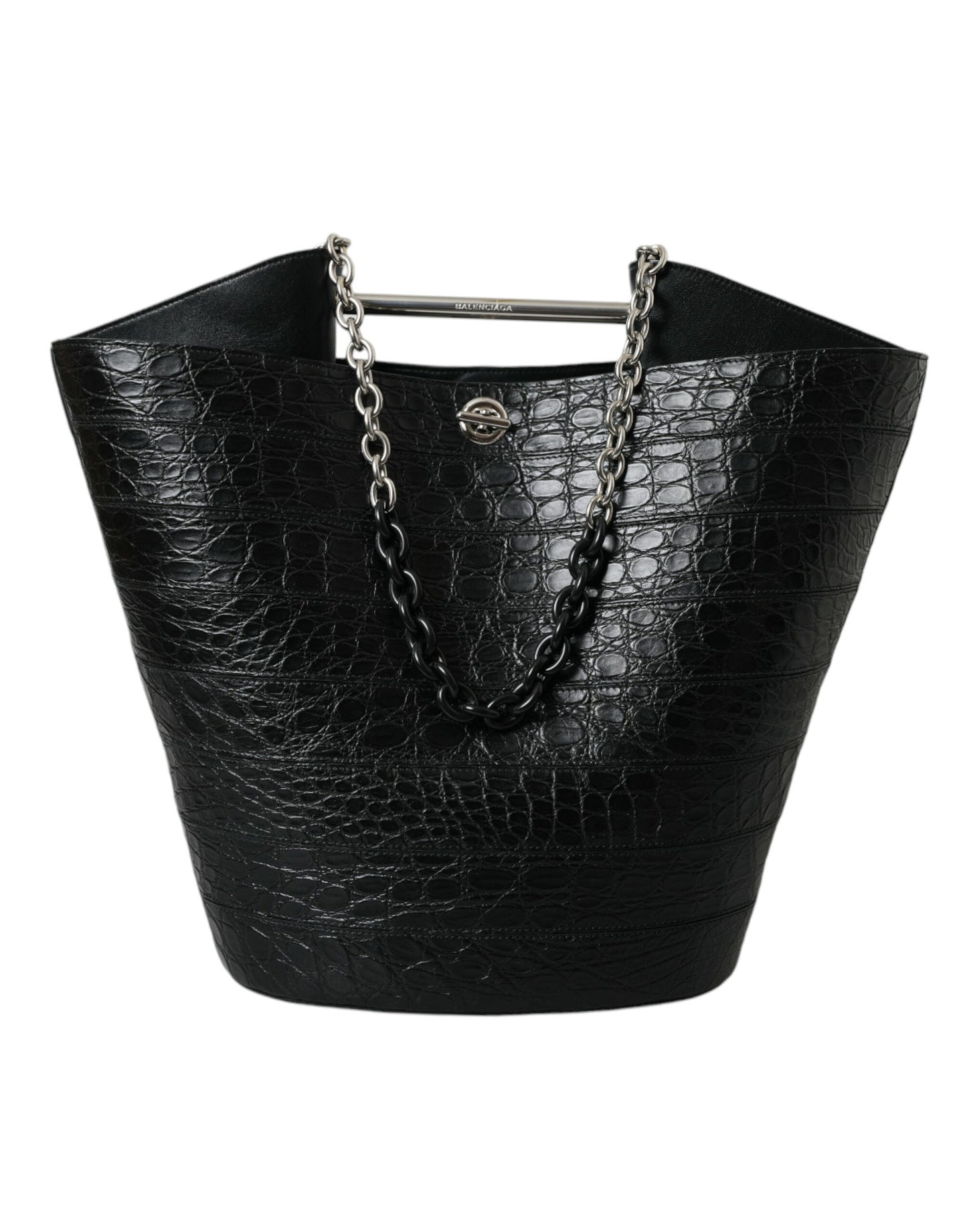 Balenciaga Elegant Black Leather Maxi Bucket Bag | Fashionsarah.com