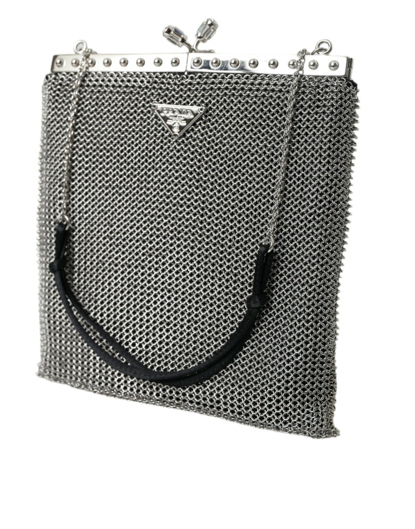 Fashionsarah.com Fashionsarah.com Prada Elegant Silver Mesh Shoulder Evening Bag