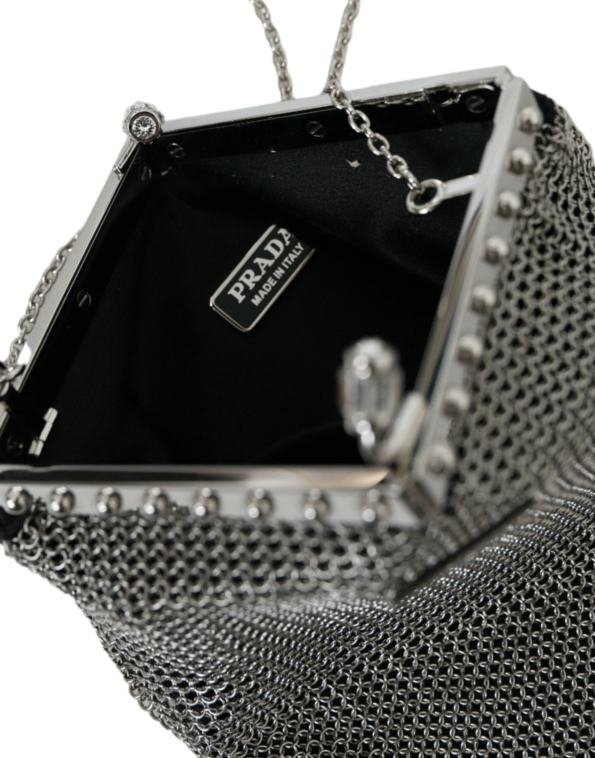 Fashionsarah.com Fashionsarah.com Prada Elegant Silver Mesh Shoulder Evening Bag