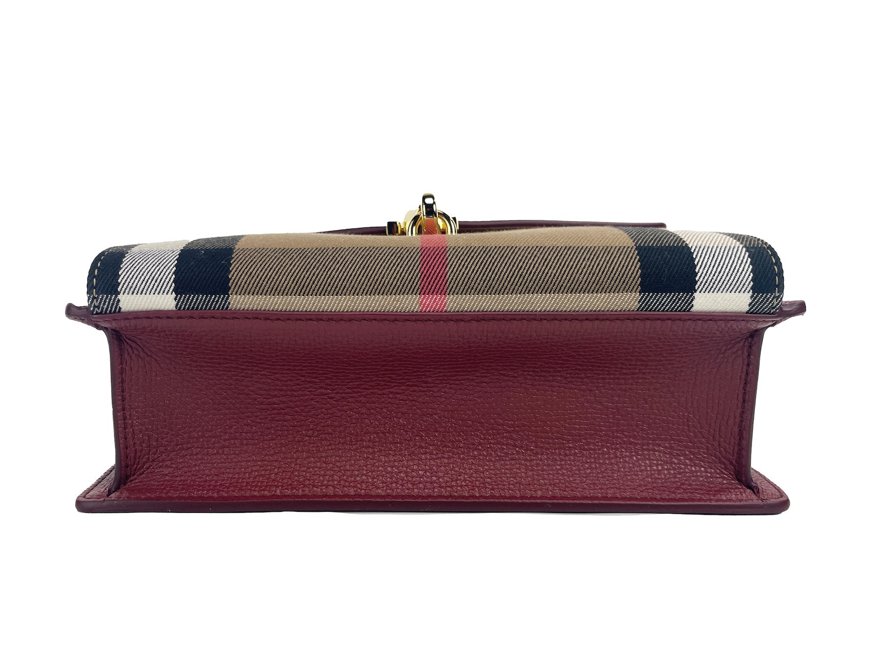 Burberry Macken Small Crimson House Check Leather Crossbody Bag | Fashionsarah.com