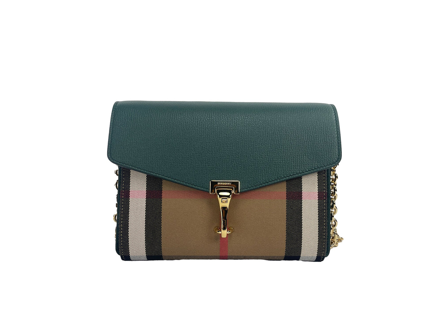 Burberry Macken Small Vintage Green House Check Leather Crossbody Bag | Fashionsarah.com