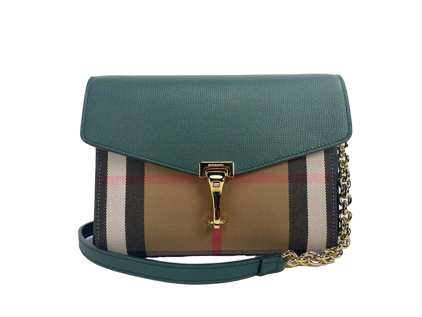 Burberry Macken Small Vintage Green House Check Leather Crossbody Bag | Fashionsarah.com