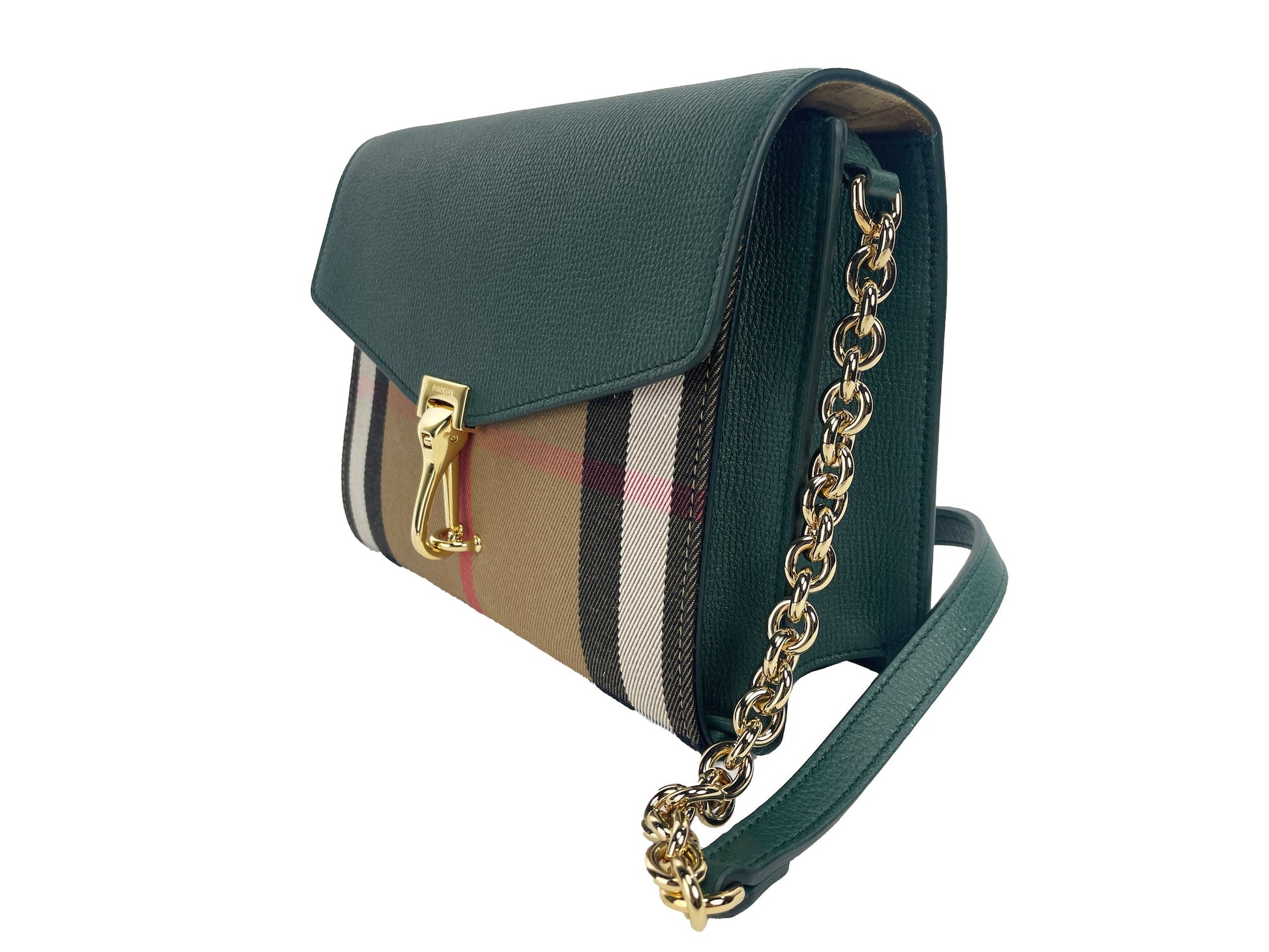 Burberry Macken Small Vintage Green House Check Leather Crossbody Bag | Fashionsarah.com