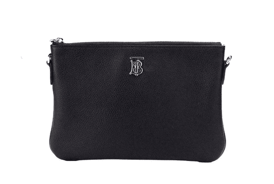 Burberry Peyton Monogram Black Leather Pouch Crossbody Bag Purse | Fashionsarah.com