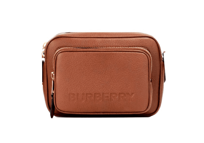 Burberry Small Branded Tan Brown Leather Camera Crossbody Bag | Fashionsarah.com