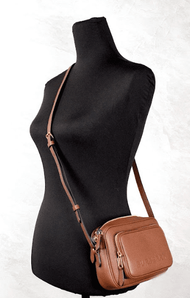 Burberry Small Branded Tan Brown Leather Camera Crossbody Bag | Fashionsarah.com