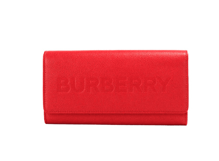 Burberry Porter Red Grained Leather Embossed Continental Clutch Flap Wallet | Fashionsarah.com