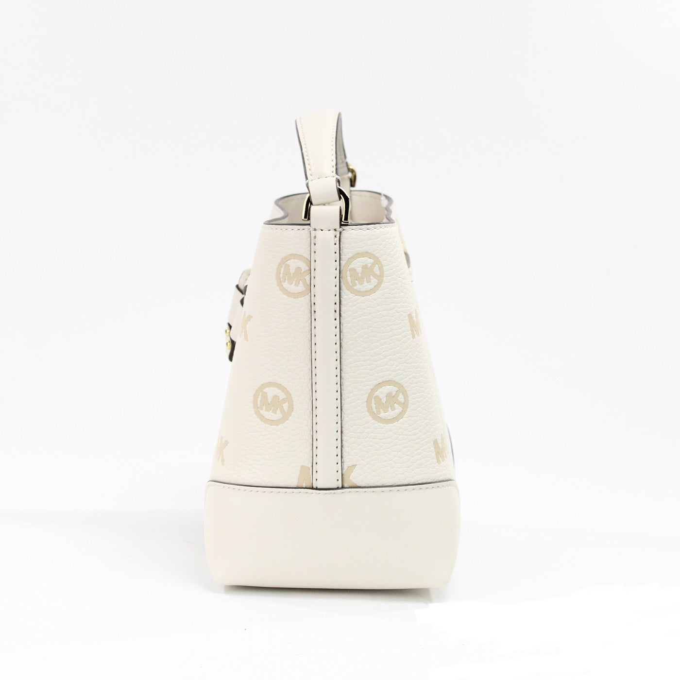 Michael Kors Mercer Small Light Cream Embossed Drawstring Bucket Messenger Bag | Fashionsarah.com