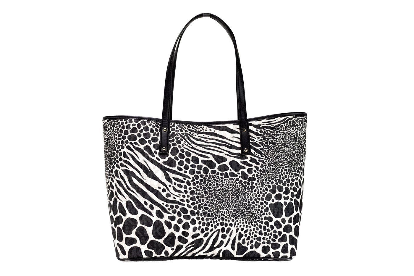 Michael Kors Carter Large Black Animal Print PVC Open Tote Bag | Fashionsarah.com