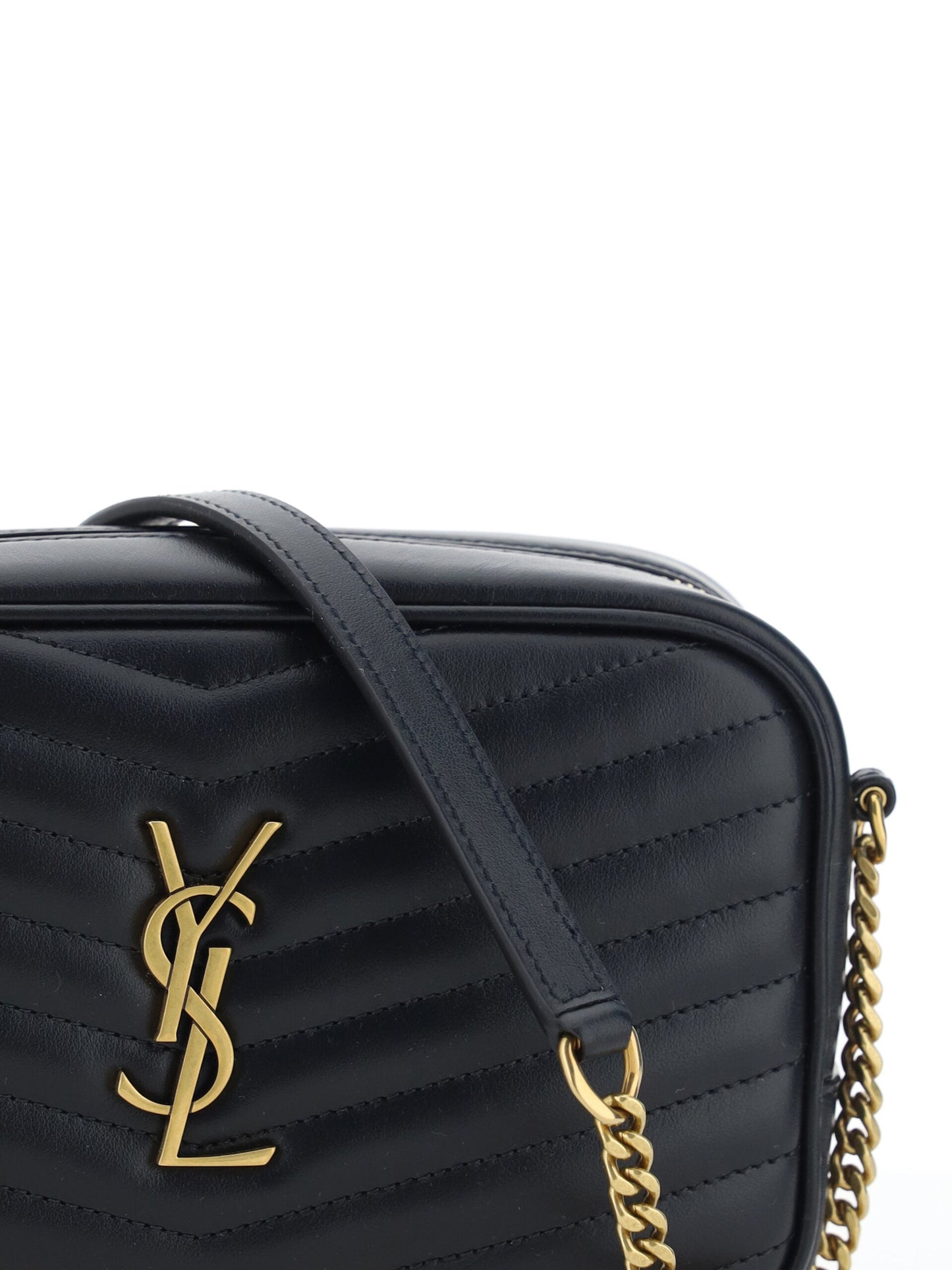 Saint Laurent Black Leather Lou Small Shoulder Bag | Fashionsarah.com