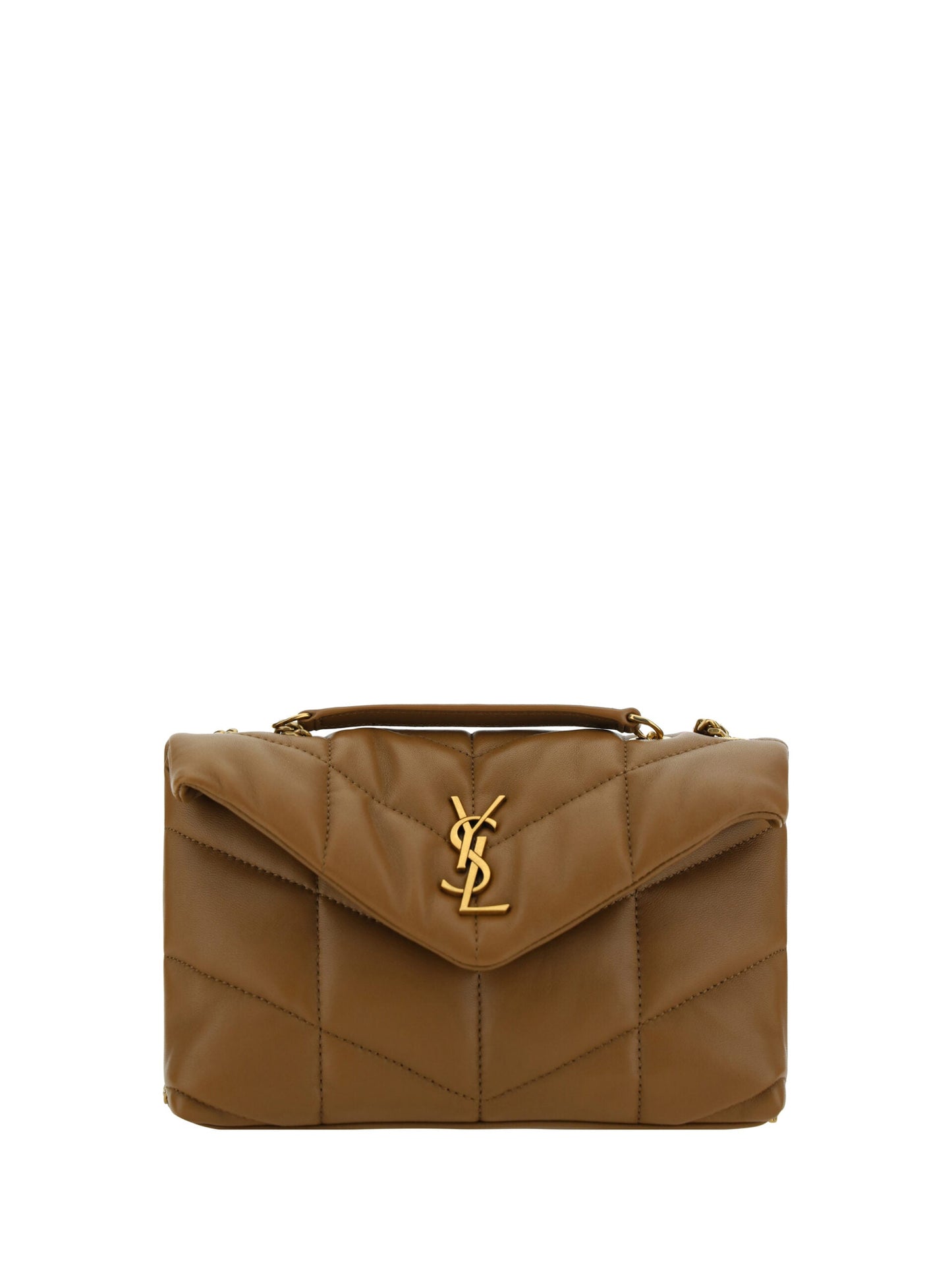 Saint Laurent Brown Leather Puffer Toy Shoulder Bag | Fashionsarah.com