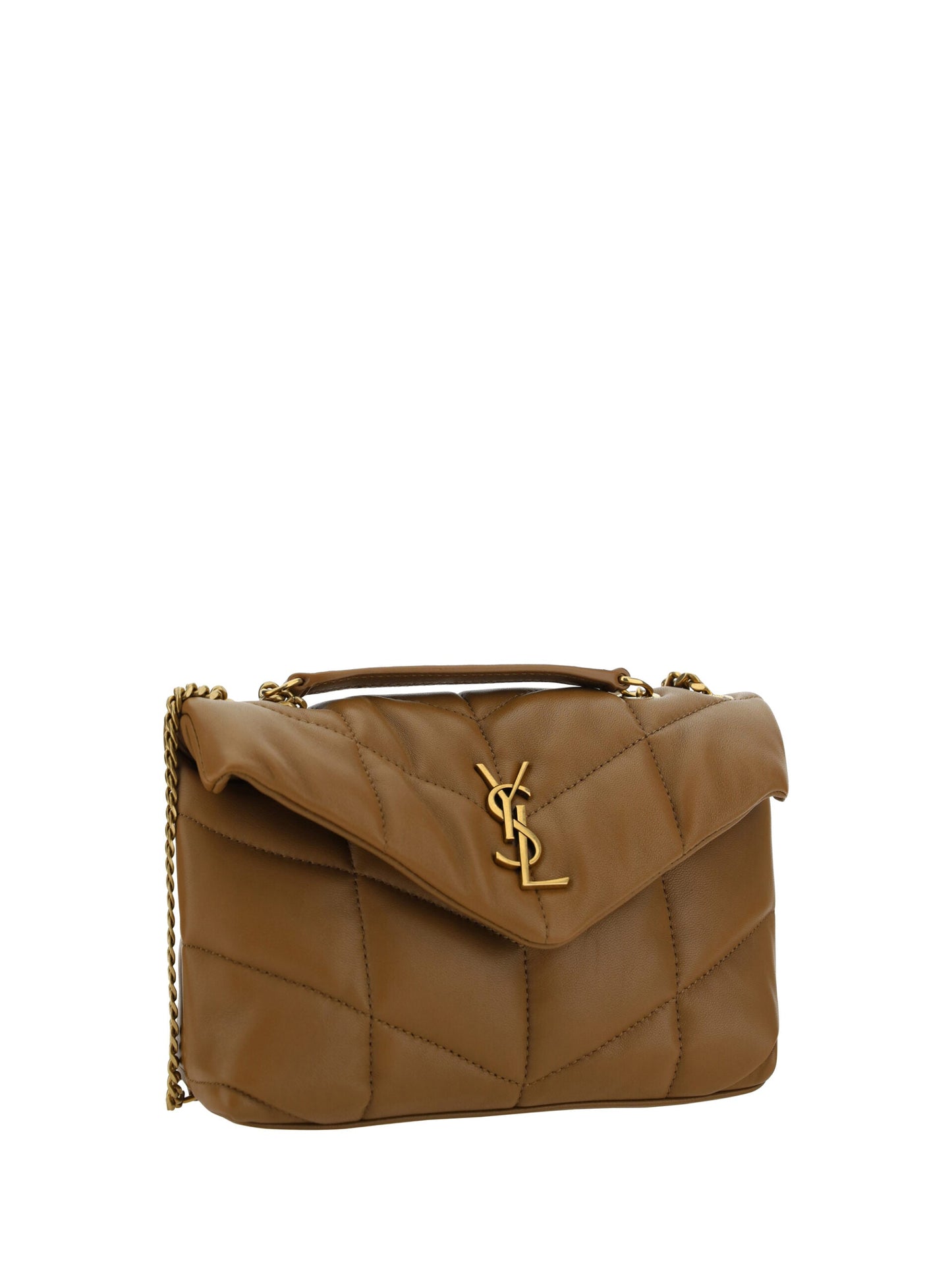 Saint Laurent Brown Leather Puffer Toy Shoulder Bag | Fashionsarah.com