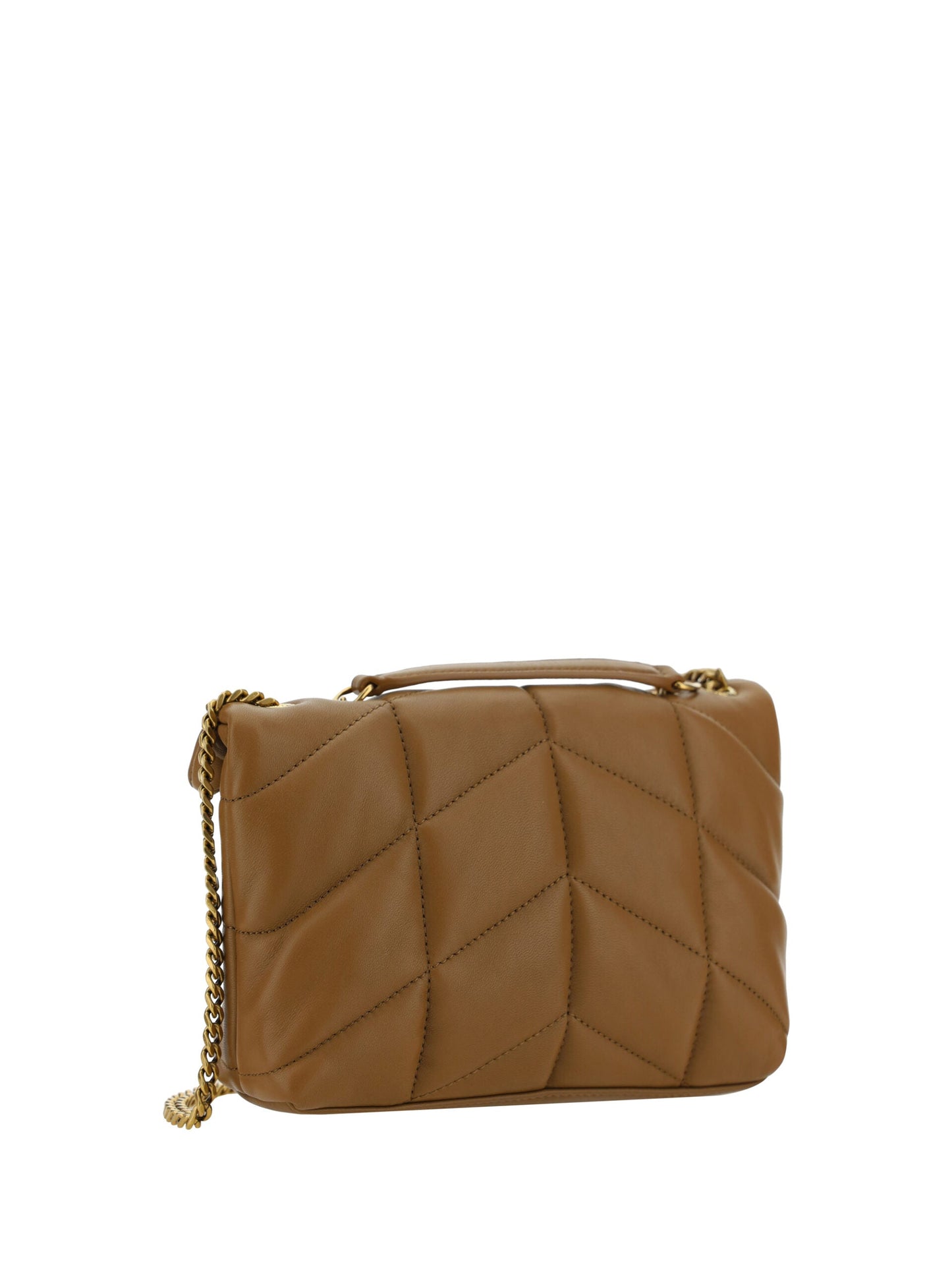 Saint Laurent Brown Leather Puffer Toy Shoulder Bag | Fashionsarah.com