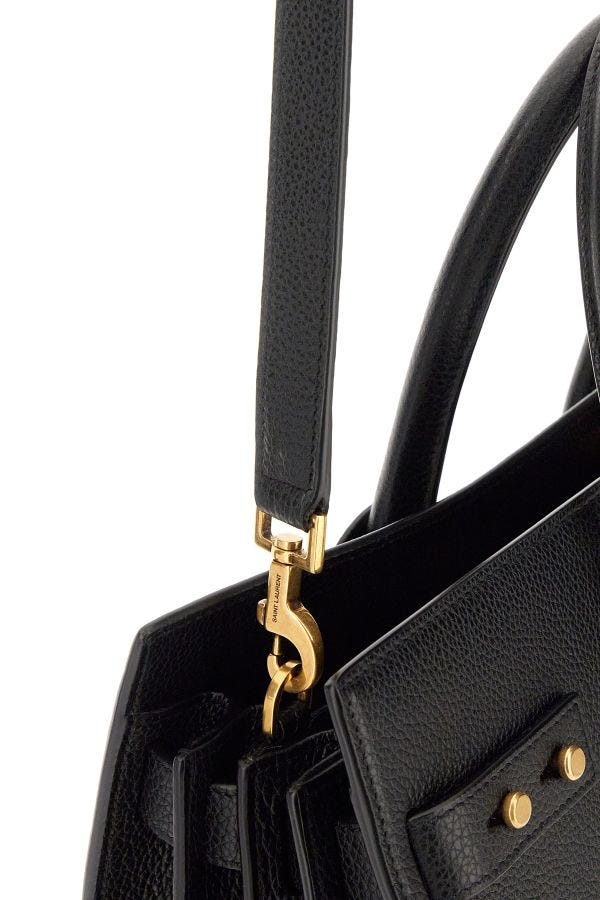 Fashionsarah.com Fashionsarah.com Saint Laurent Black Calf Leather Sac De Jour Handbag