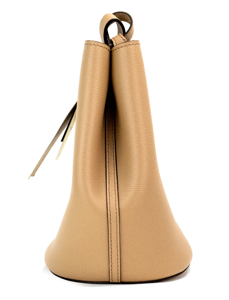 Burberry Lorne Small Camel Haymarket Check Pebble Leather Bucket bag | Fashionsarah.com