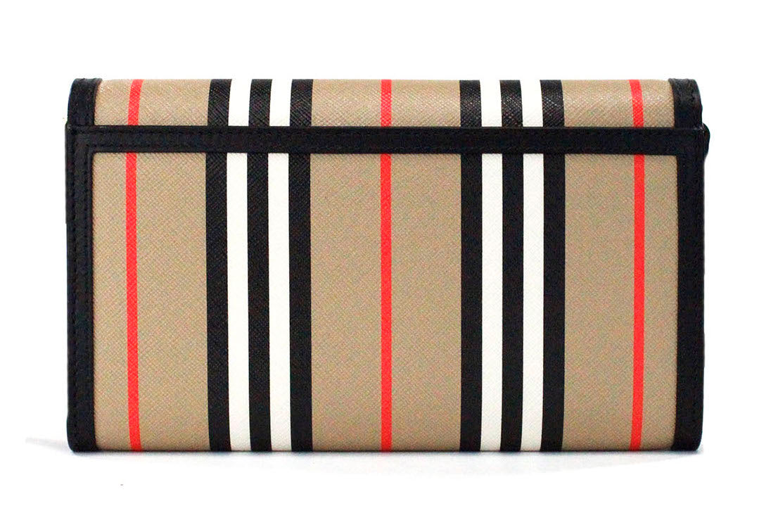 Fashionsarah.com Fashionsarah.com Burberry Hannah Icon Stripe Archive Black E-Canvas Leather Wallet Crossbody Bag