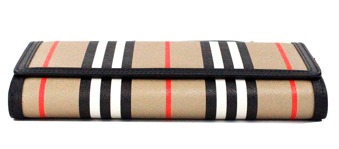 Fashionsarah.com Fashionsarah.com Burberry Hannah Icon Stripe Archive Black E-Canvas Leather Wallet Crossbody Bag