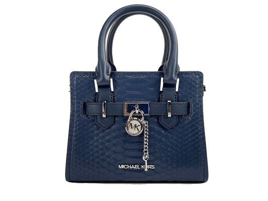 Michael Kors Hamilton XS Navy Snake Satchel Crossbody Bag Purse | Fashionsarah.com