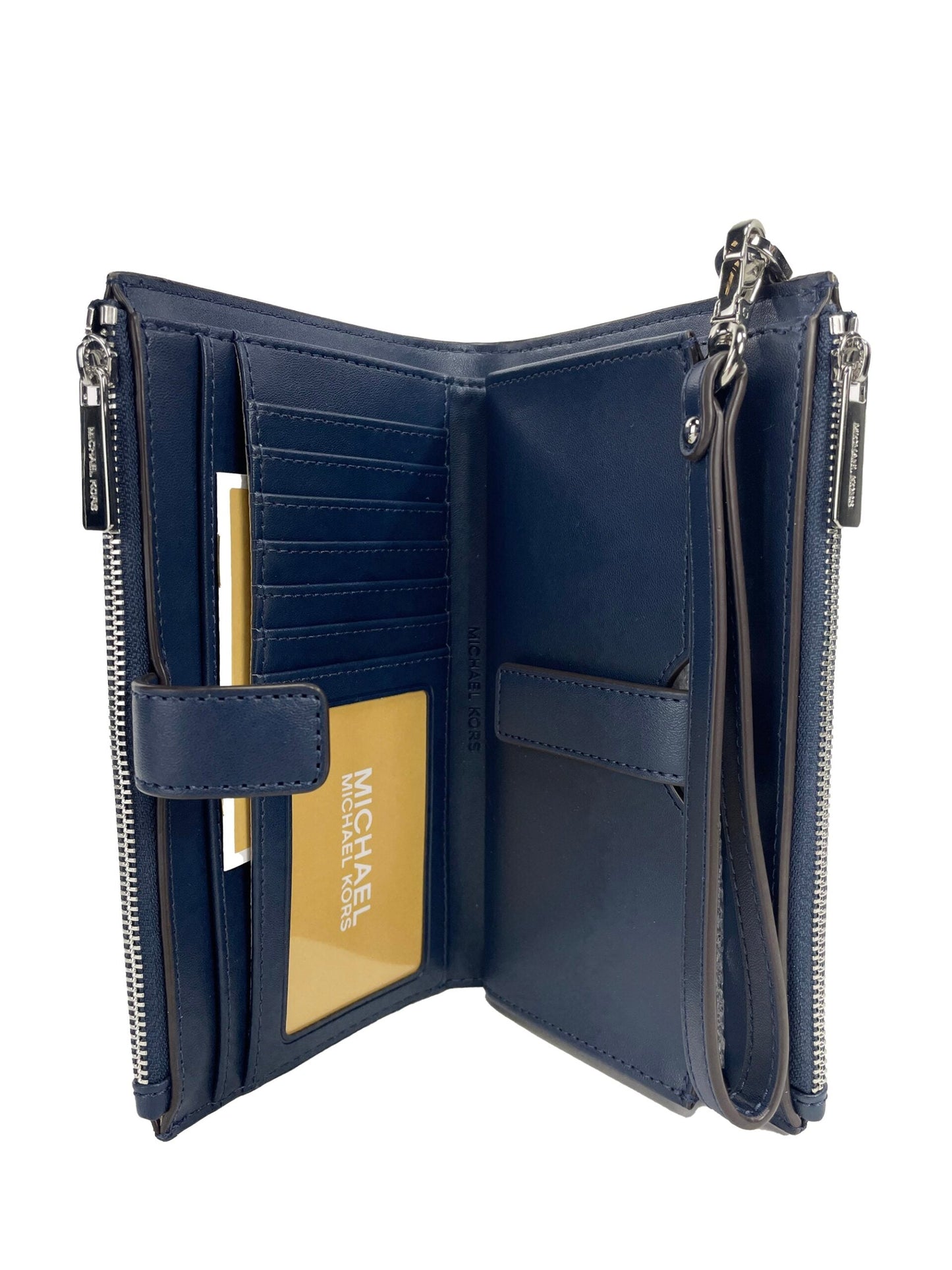 Michael Kors Jet Set Large Double Zip Python Navy Wristlet Wallet | Fashionsarah.com