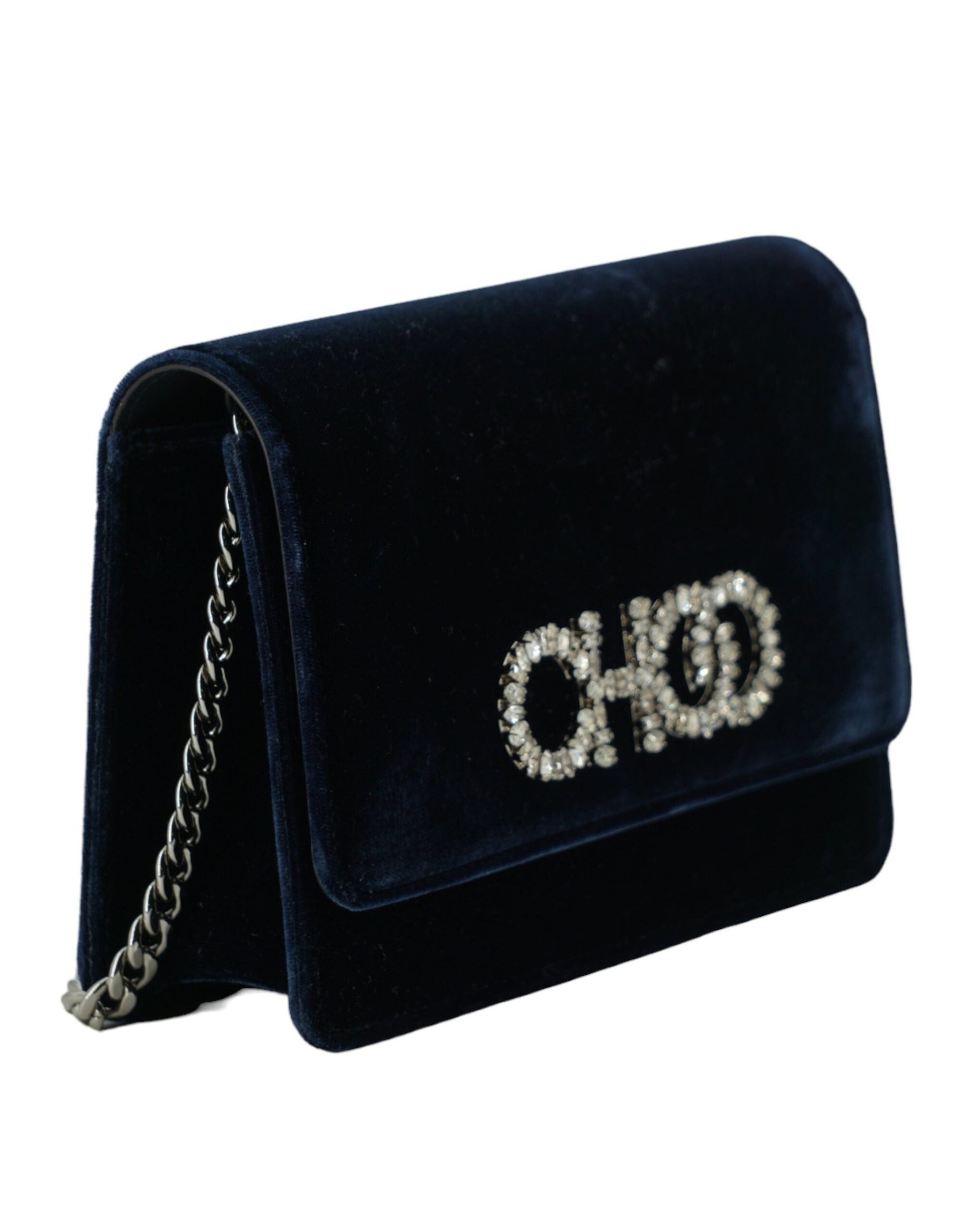 Jimmy Choo Navy Blue Leather And Satin Shoulder Bag | Fashionsarah.com