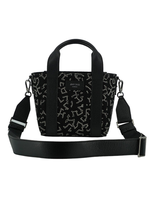 Jimmy Choo Black Leather and Canvas Small Tote Bag | Fashionsarah.com