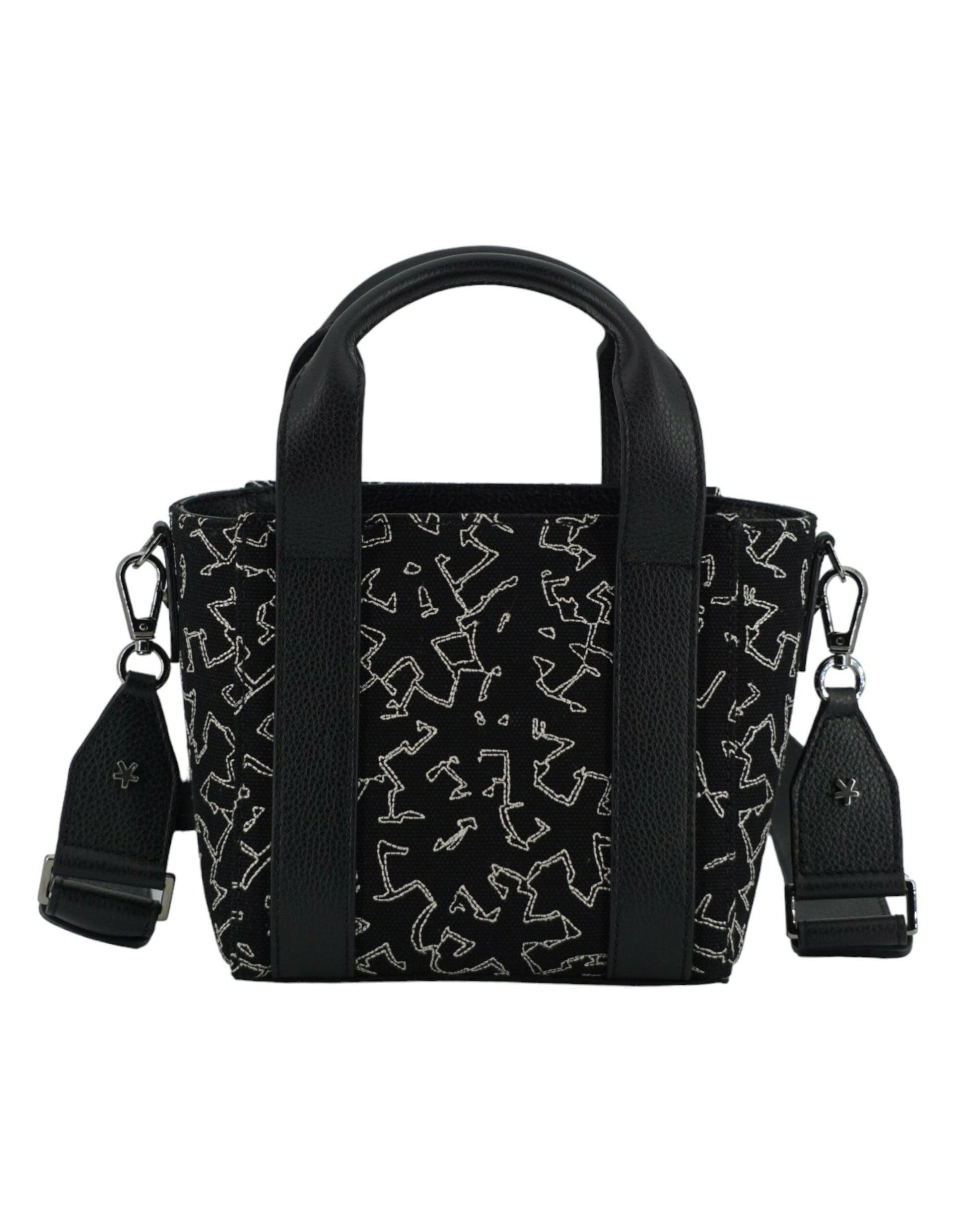 Jimmy Choo Black Leather and Canvas Small Tote Bag | Fashionsarah.com