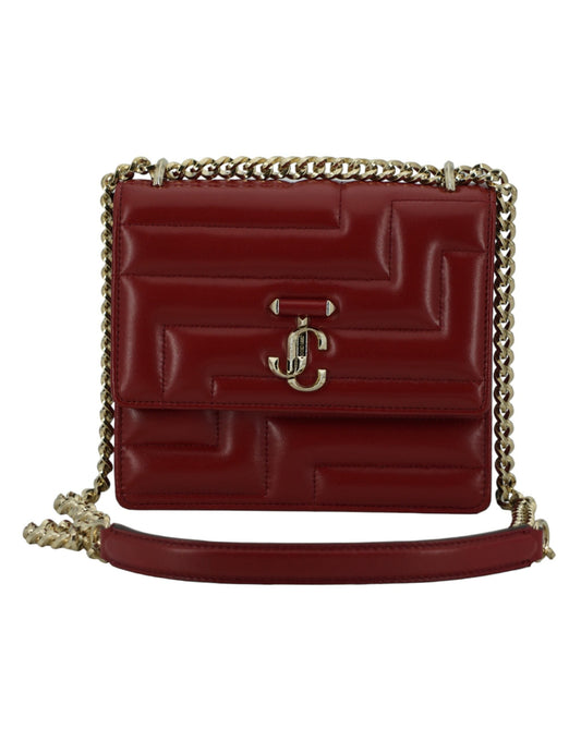 Jimmy Choo Dark Red Leather Shoulder Bag | Fashionsarah.com