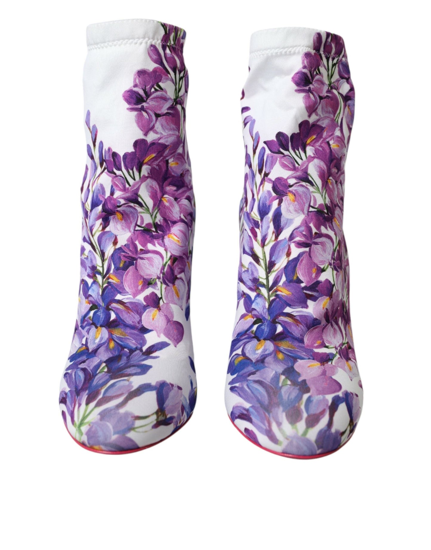 Dolce & Gabbana White Floral Jersey Stretch Boots Shoes | Fashionsarah.com