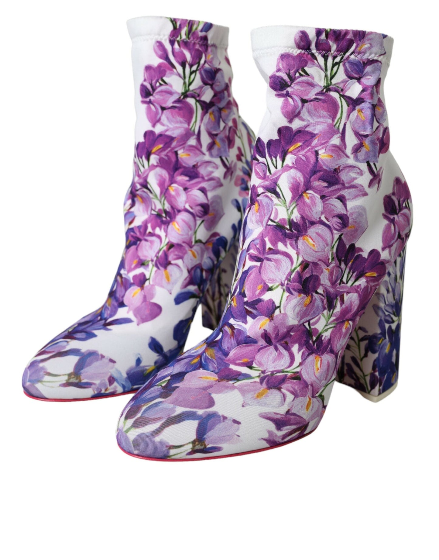 Dolce & Gabbana White Floral Jersey Stretch Boots Shoes | Fashionsarah.com