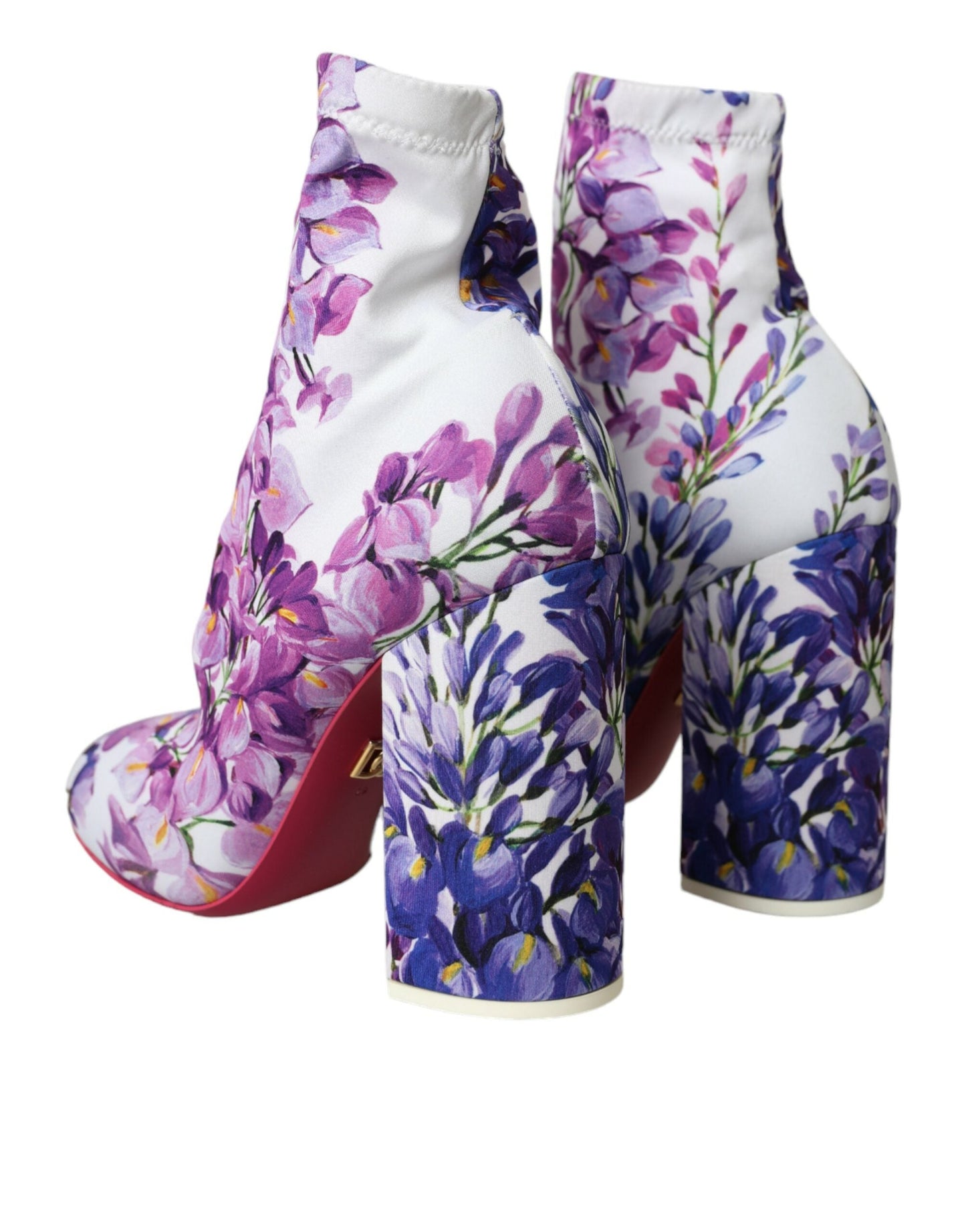 Dolce & Gabbana White Floral Jersey Stretch Boots Shoes | Fashionsarah.com