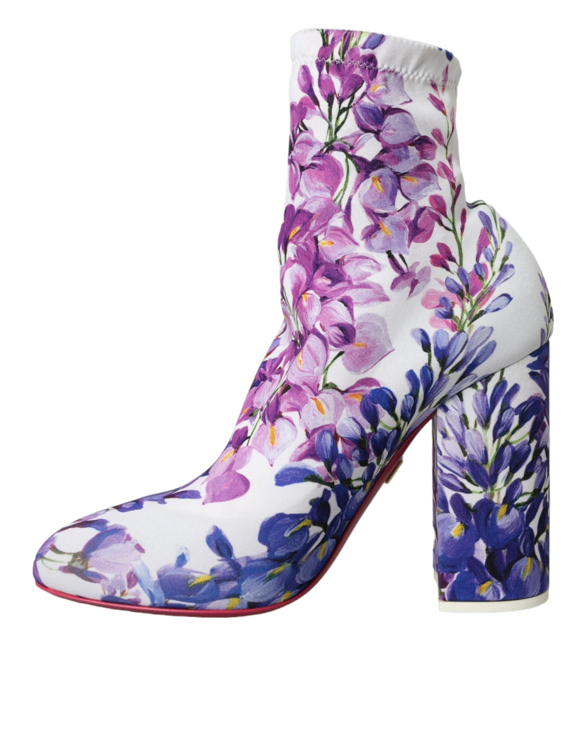 Dolce & Gabbana White Floral Jersey Stretch Boots Shoes | Fashionsarah.com