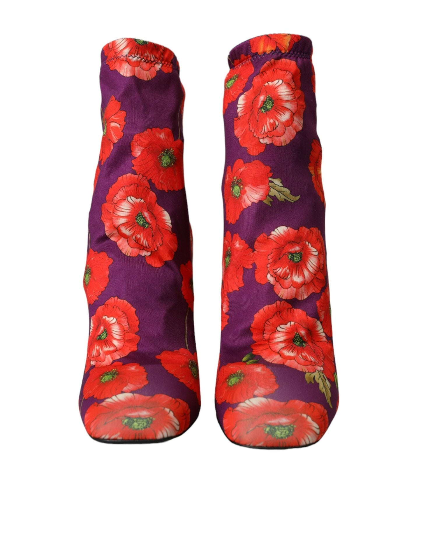 Dolce & Gabbana Purple Floral Jersey Stretch Boots Shoes | Fashionsarah.com