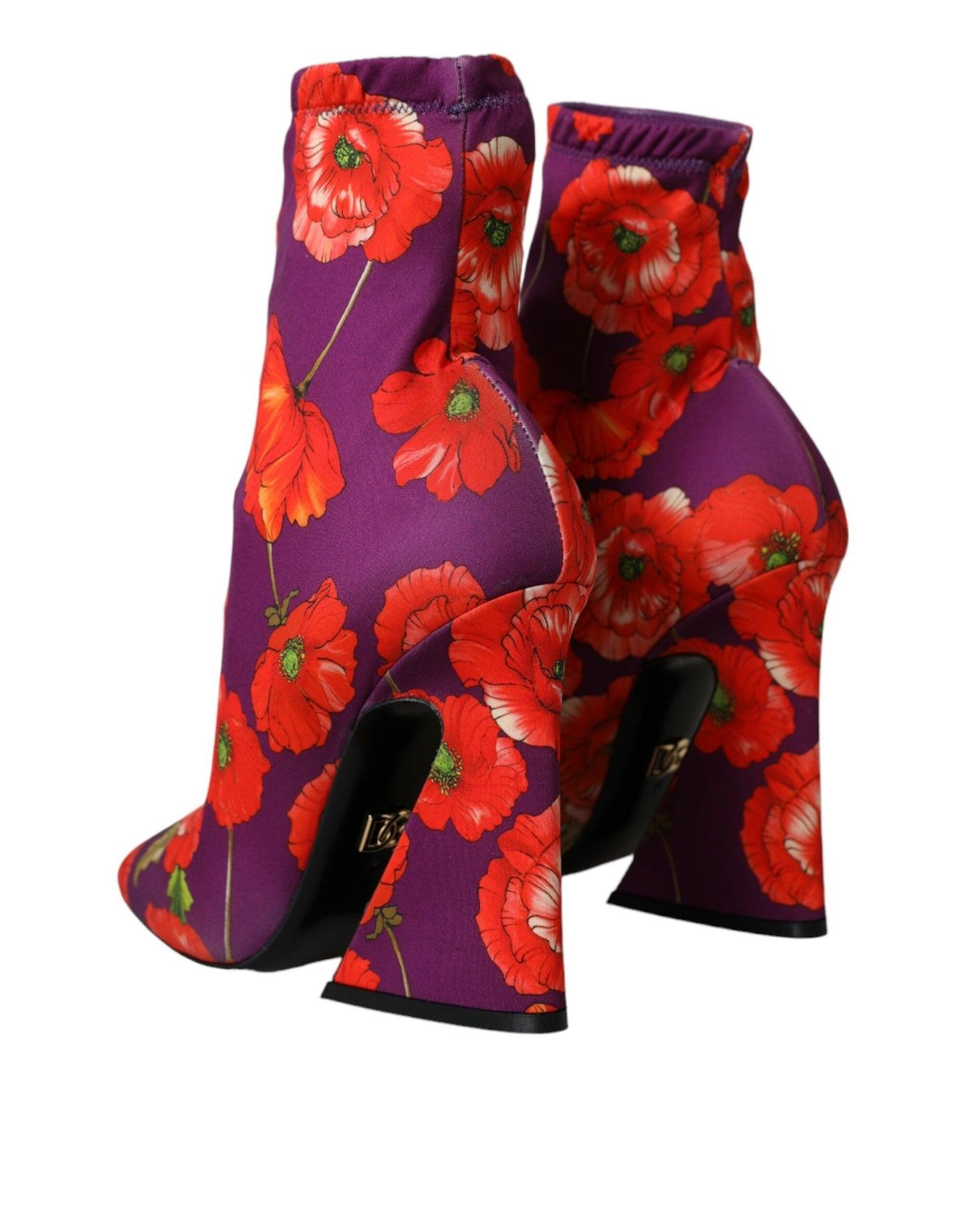 Dolce & Gabbana Purple Floral Jersey Stretch Boots Shoes | Fashionsarah.com