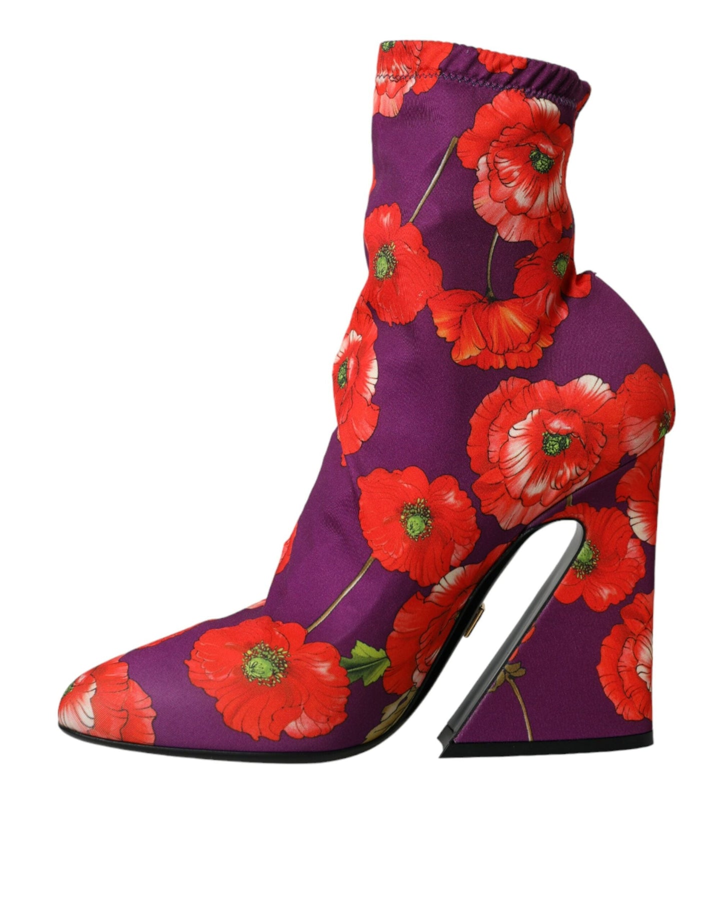 Dolce & Gabbana Purple Floral Jersey Stretch Boots Shoes | Fashionsarah.com