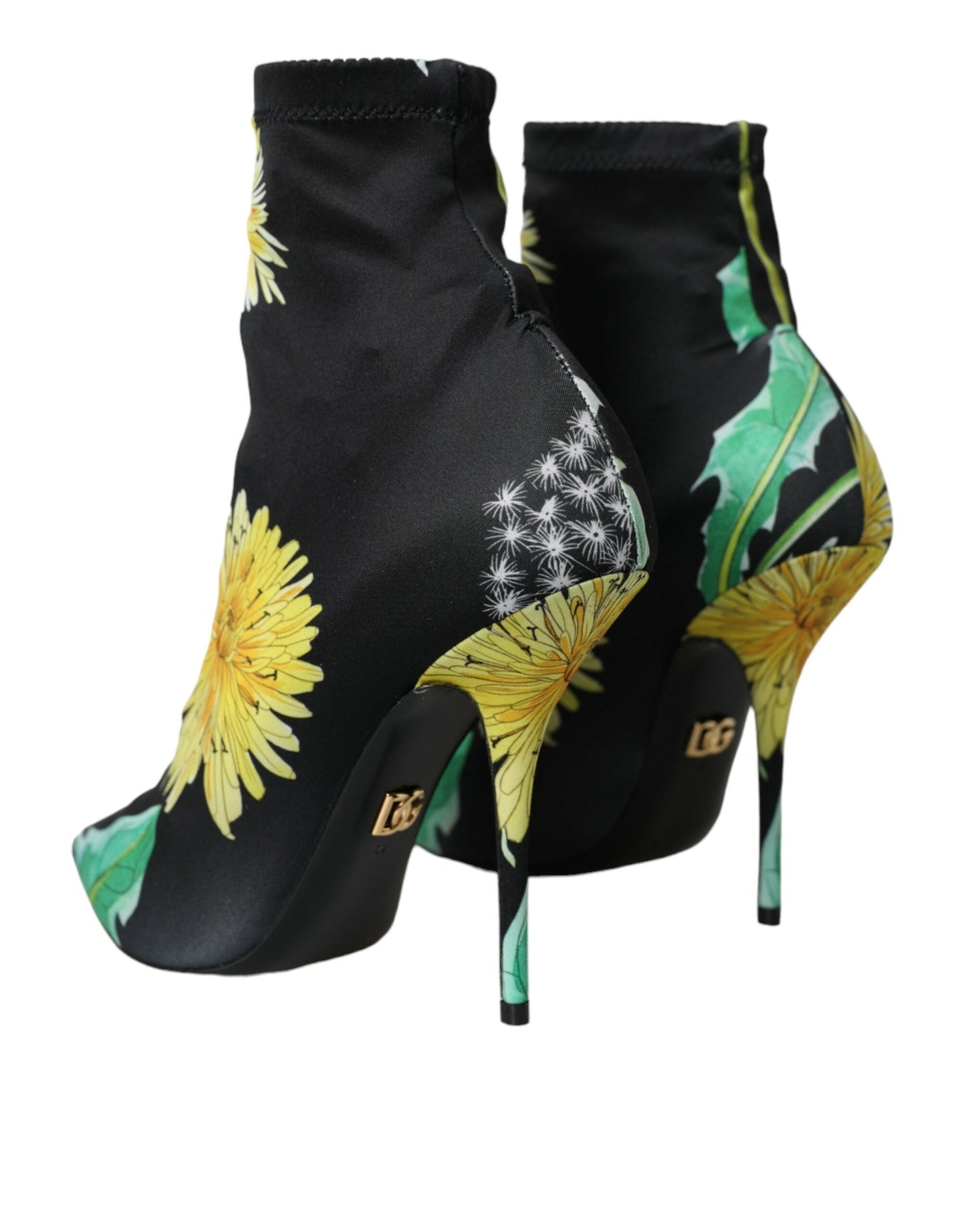 Dolce & Gabbana Black Floral Jersey Stretch Ankle Boots Shoes | Fashionsarah.com