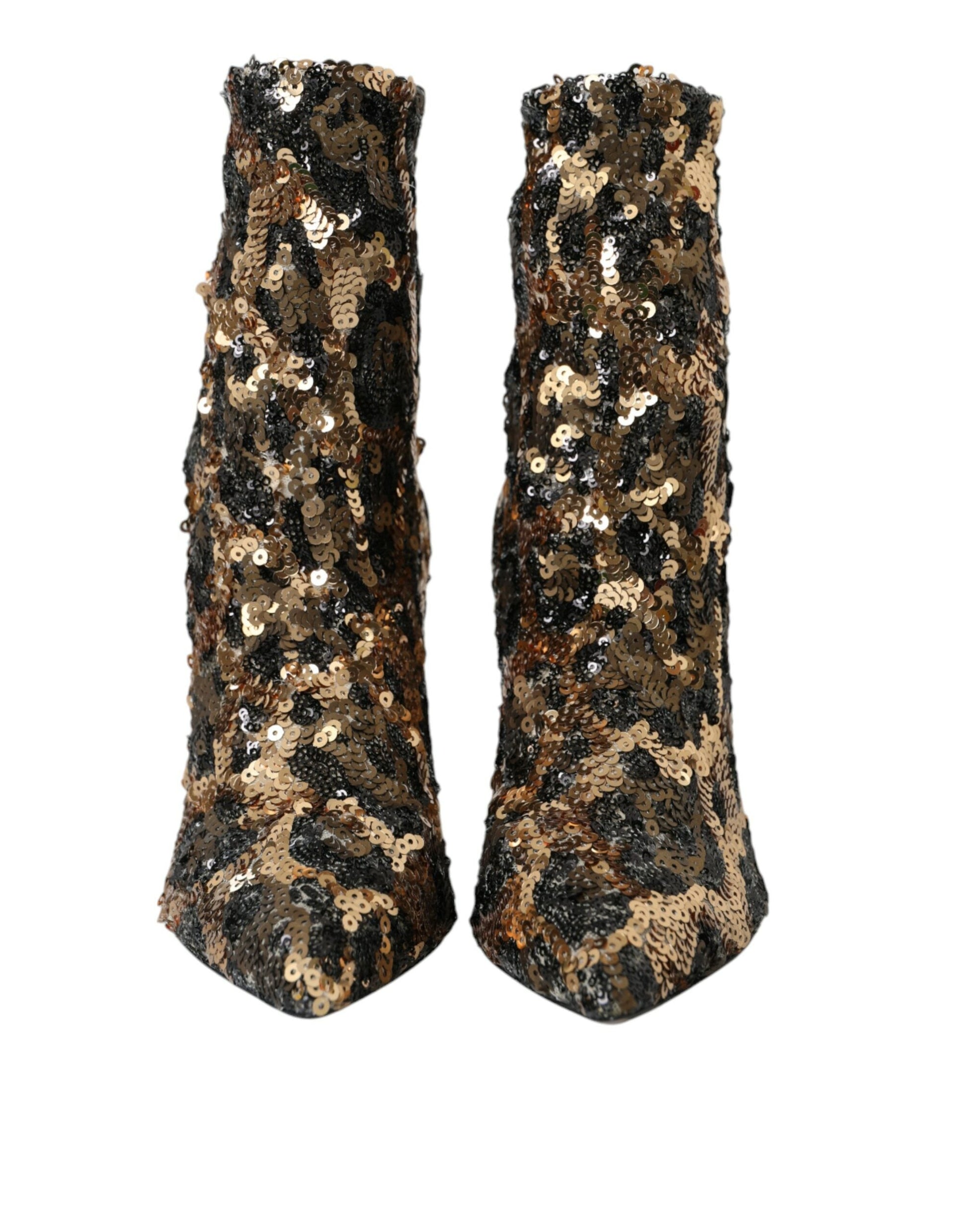 Dolce & Gabbana Gold Leopard Sequins Heels Boots Shoes | Fashionsarah.com