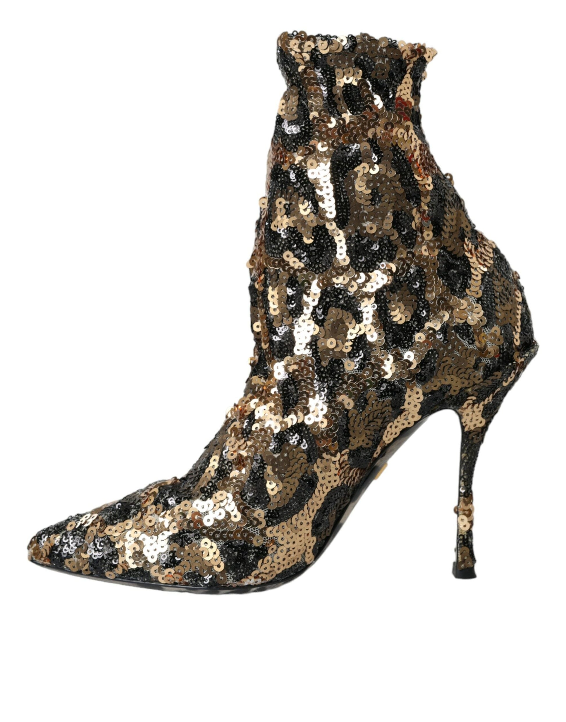 Dolce & Gabbana Gold Leopard Sequins Heels Boots Shoes | Fashionsarah.com