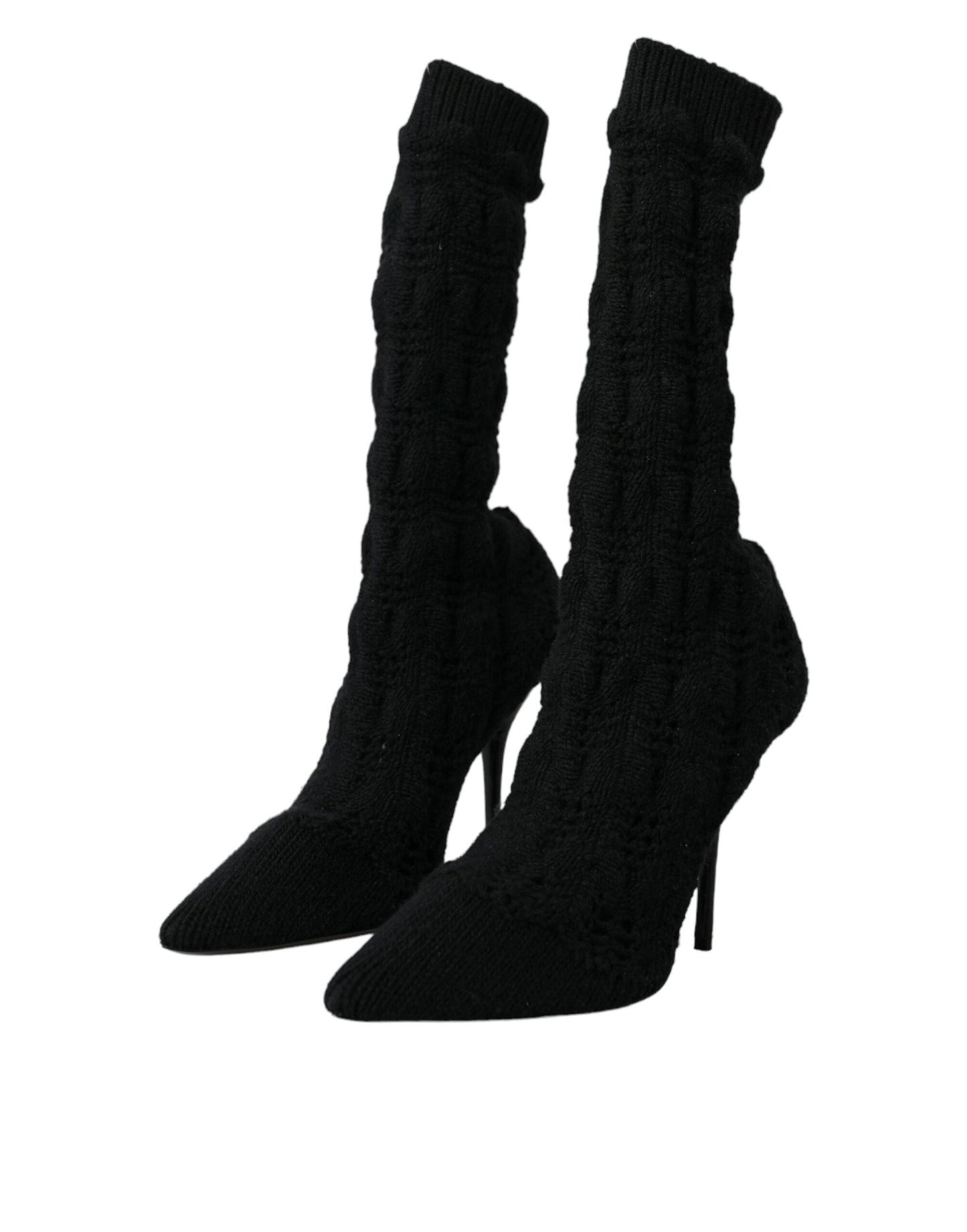 Dolce & Gabbana Black Stiletto Heels Mid Calf Boots Shoes | Fashionsarah.com