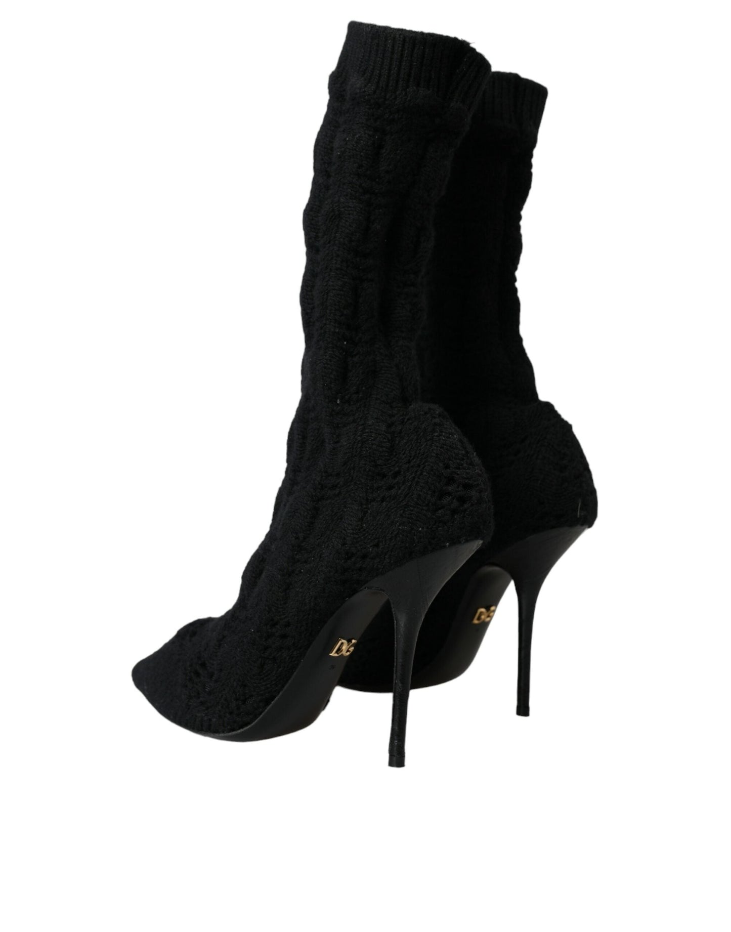 Dolce & Gabbana Black Stiletto Heels Mid Calf Boots Shoes | Fashionsarah.com