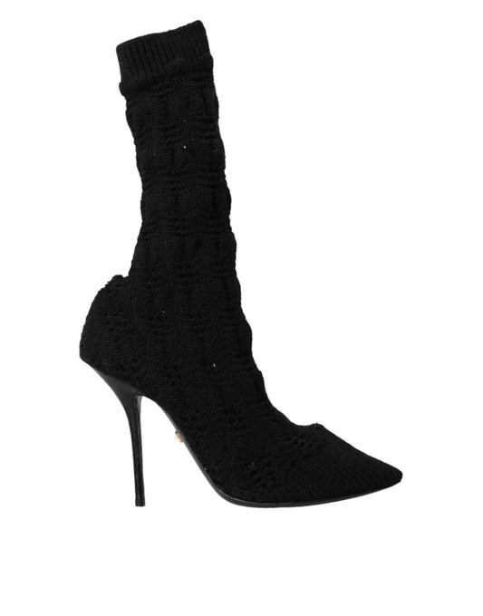 Dolce & Gabbana Black Stiletto Heels Mid Calf Boots Shoes | Fashionsarah.com