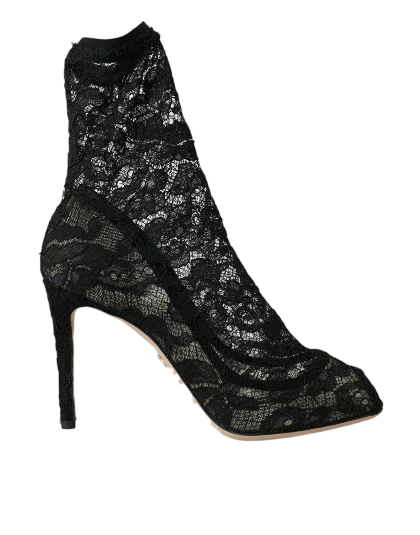 Dolce & Gabbana Black Stretch Taormina Lace Boots Shoes | Fashionsarah.com