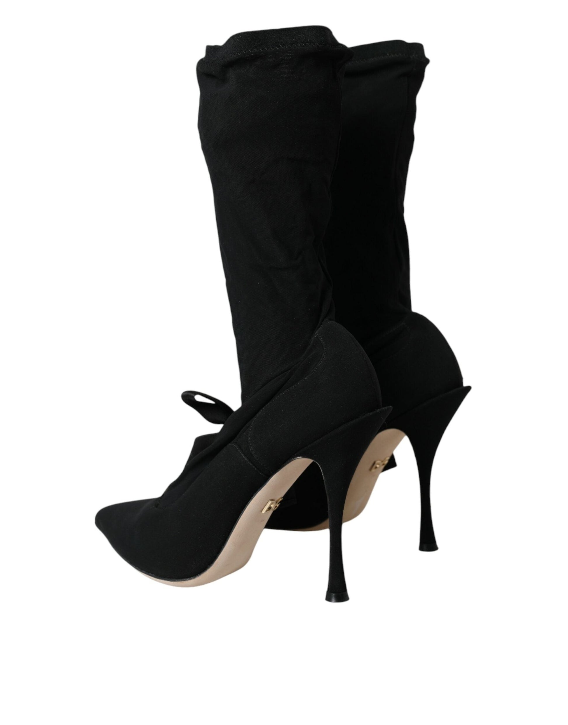 Dolce & Gabbana Black Stiletto Heels Mid Calf Boots Shoes | Fashionsarah.com