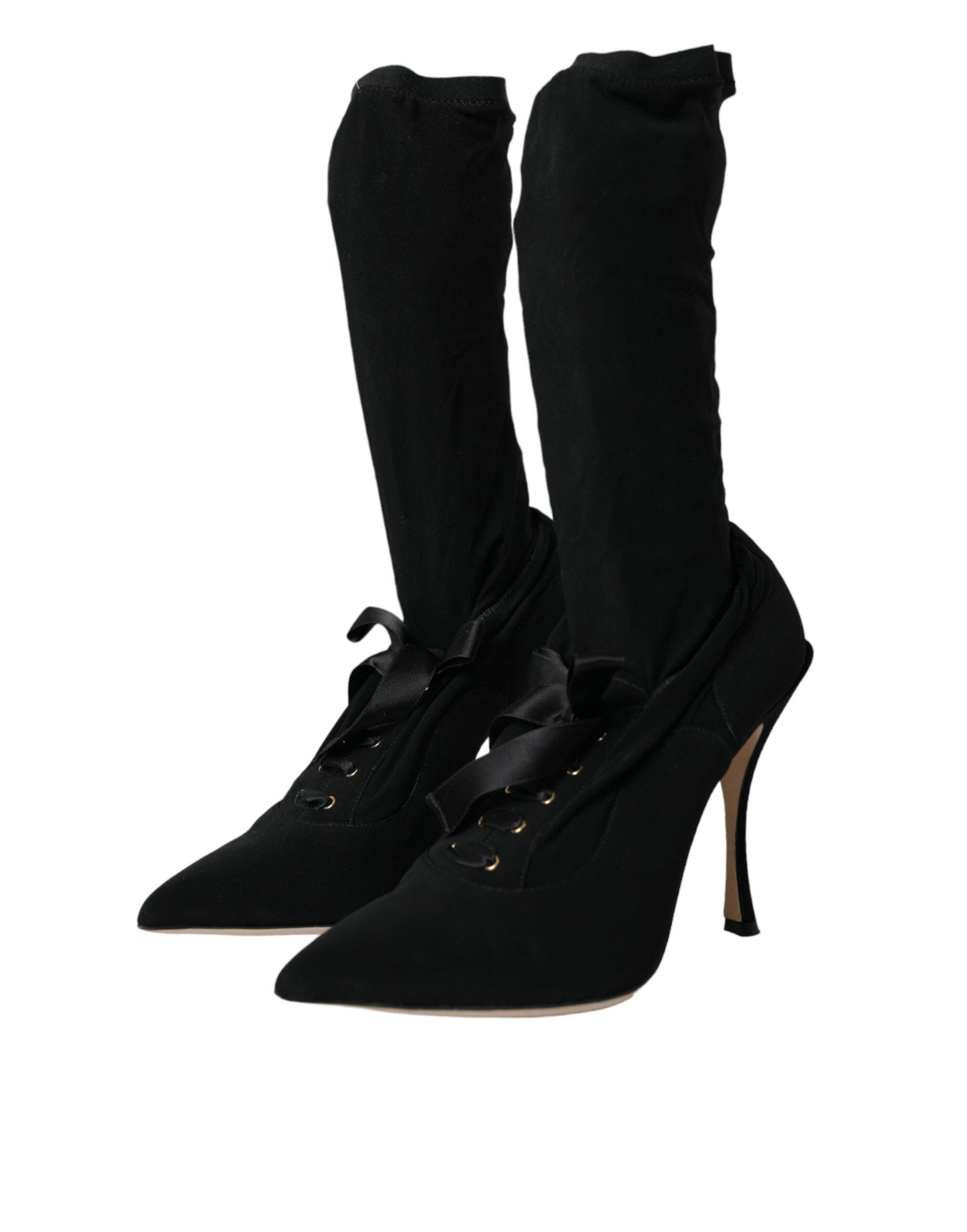 Dolce & Gabbana Black Stiletto Heels Mid Calf Boots Shoes | Fashionsarah.com