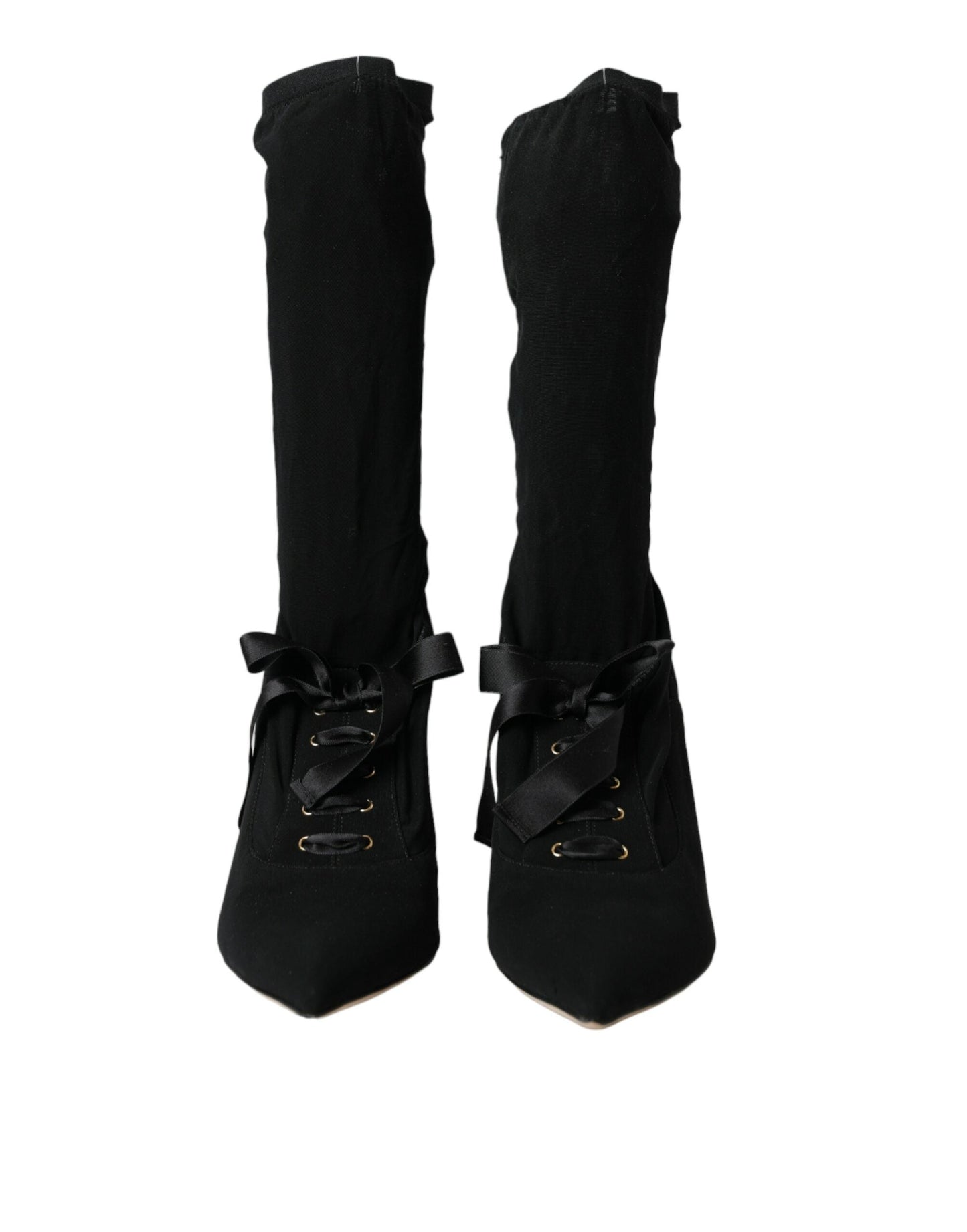 Dolce & Gabbana Black Stiletto Heels Mid Calf Boots Shoes | Fashionsarah.com